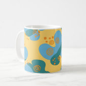 Mug Art abstrait funky rétro sarcelle et jaune fantais (Devant gauche)