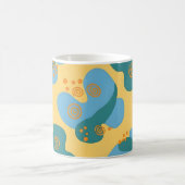 Mug Art abstrait funky rétro sarcelle et jaune fantais (Centre)