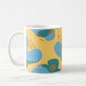 Mug Art abstrait funky rétro sarcelle et jaune fantais (Gauche)