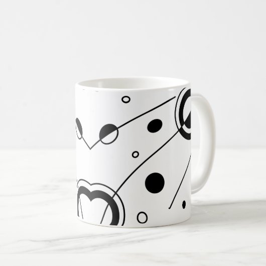 Mug Art Abstrait géométrique noir et blanc (Devant droit)