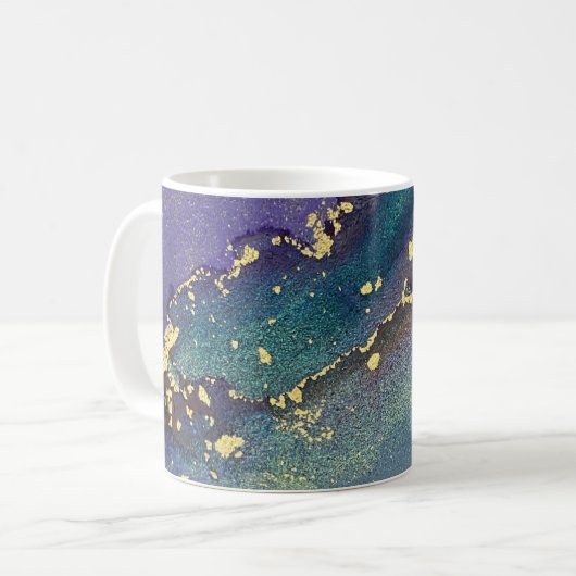 Mug Art Abstrait Liquide De L'Encre D'Alcool D'Or Mult (Devant gauche)