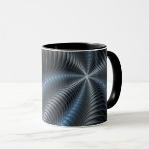 Mug Art abstrait moderne fractal bleu gris plastique 3