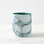 Mug Art Abstrait moderne Fractal Bleu Turquoise Gris (Centre)