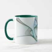 Mug Art Abstrait moderne Fractal Bleu Turquoise Gris (Gauche)