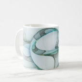 Mug Art Abstrait moderne Fractal Bleu Turquoise Gris (Devant gauche)