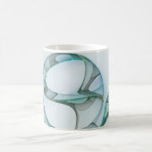 Mug Art Abstrait moderne Fractal Bleu Turquoise Gris (Centre)