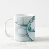 Mug Art Abstrait moderne Fractal Bleu Turquoise Gris (Gauche)