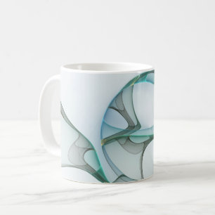 Mug Art Abstrait moderne Fractal Bleu Turquoise Gris