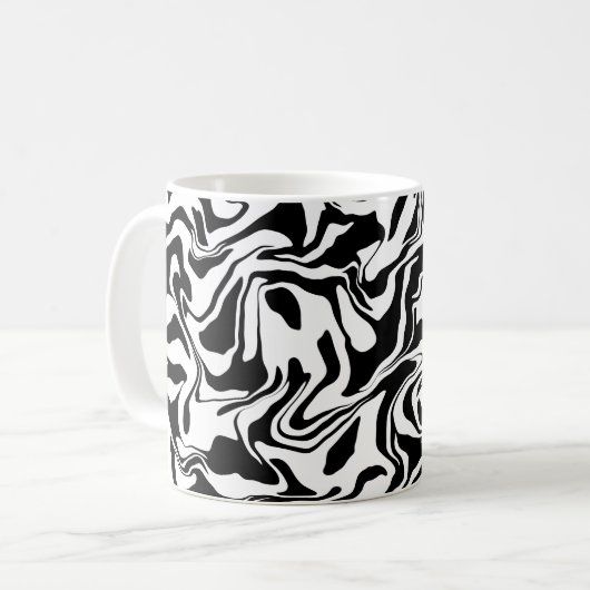Mug Art Abstrait moderne noir et blanc (Devant gauche)