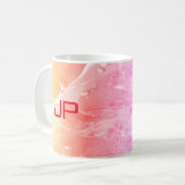 Mug Art Abstrait moderne rose rouge violet Modèle (Devant gauche)