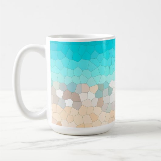 Mug Art Abstrait Pale Turquoise Beige Coral rose (Gauche)