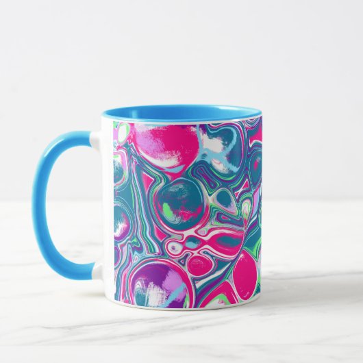 Mug Art Abstrait rose et bleu (Gauche)