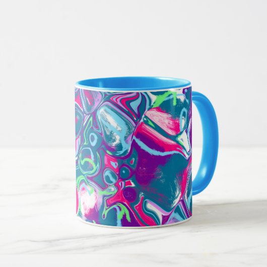 Mug Art Abstrait rose et bleu (Devant droit)