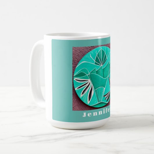 Mug Art Abstrait turquoise personnalisé (Devant gauche)