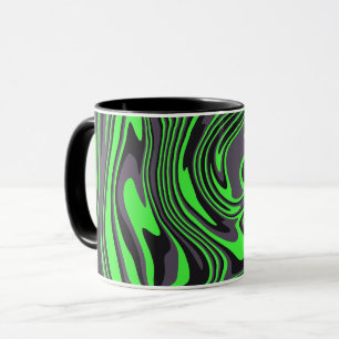 Mug Art abstrait vert et noir tourbillonnant
