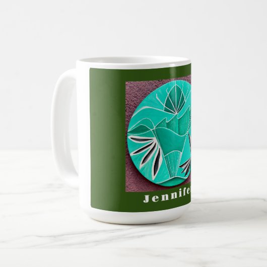 Mug Art Abstrait vert forestier personnalisé (Devant gauche)