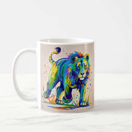 Mug Art animal Lion abstrait coloré (Gauche)