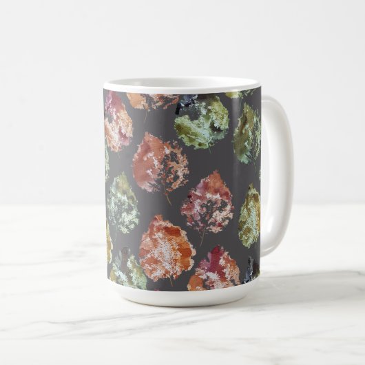 Mug Art aquarelle de feuilles tombant à l'automne rust (Devant droit)