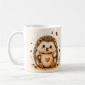 Mug Art aquarelle de hérisson cosy (Gauche)