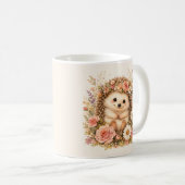 Mug Art aquarelle de hérisson floral (Devant droit)