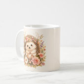 Mug Art aquarelle de hérisson floral (Devant gauche)