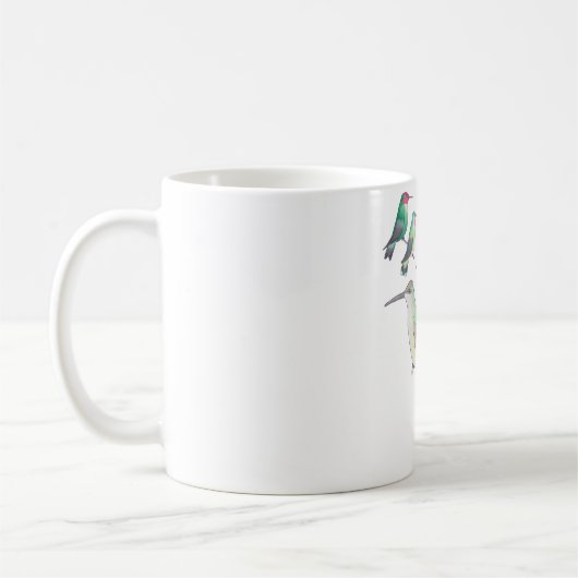 Mug art aquarelle d'espèces de colibris (Gauche)
