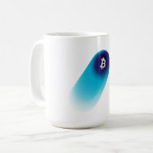 Mug Art Bitcoin (Comète - Style 1, Blanc) (Devant gauche)