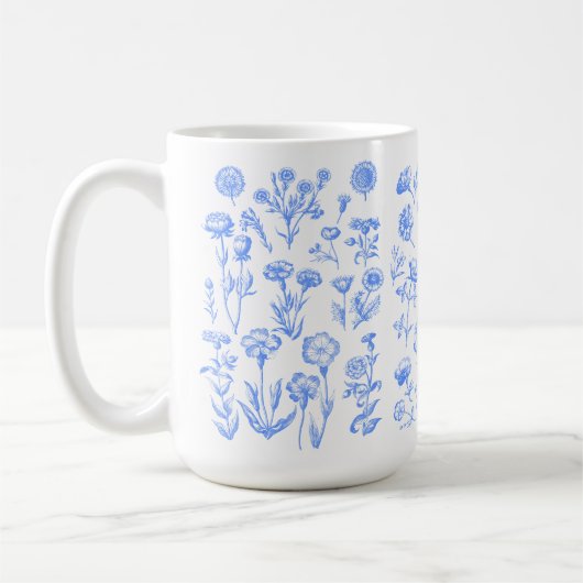 Mug Art botanique antique de fleurs (Gauche)