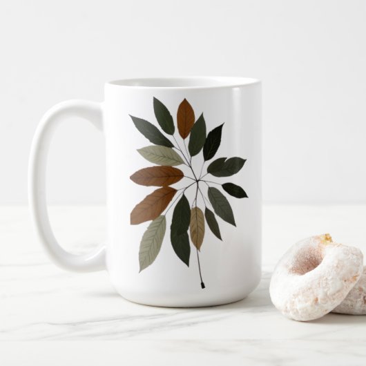 Mug Art botanique de feuilles d'automne (Avec donut)