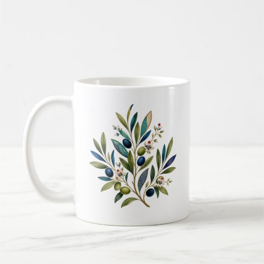 Mug Art botanique de la branche d'olive ottomane (Gauche)