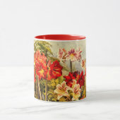Mug Art Botanique Rouge Amaryllis - Initiales Monogram (Centre)
