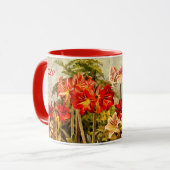 Mug Art Botanique Rouge Amaryllis - Initiales Monogram (Devant gauche)