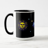 Mug Art céleste rétro Soleil Lune Étoiles Planète Comè (Gauche)