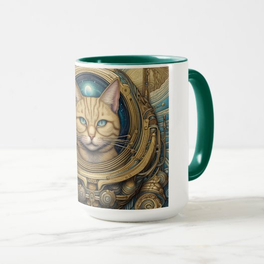 Mug Art cyberpunk astronaute de chat (Devant droit)
