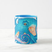Mug Art d'aquarelle octopique bleu (Centre)