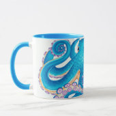 Mug Art d'aquarelle octopique bleu (Gauche)