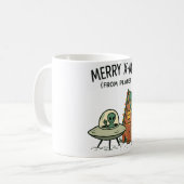 Mug Art de cabane de vacances de Noël extraterrestre d (Devant gauche)