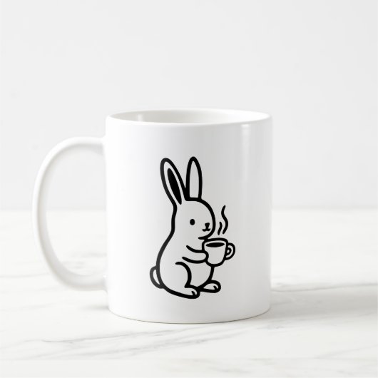 Mug Art de café de lapin assis simple (Gauche)