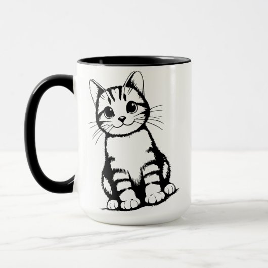 Mug Art de chat noir et blanc (Gauche)