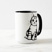 Mug Art de chat noir et blanc (Devant droit)