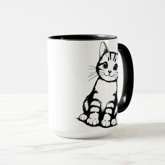 Mug Art de chat noir et blanc (Devant droit)