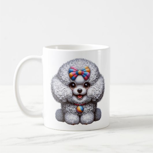 Mug Art de chien duveteux adorable (Gauche)
