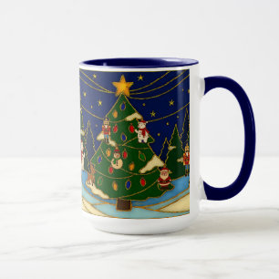 Mug Art de cloisonné Forêt fantaisiste Noël classique 