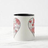 Mug Art de collage en forme de cœur patchwork rouge et (Centre)