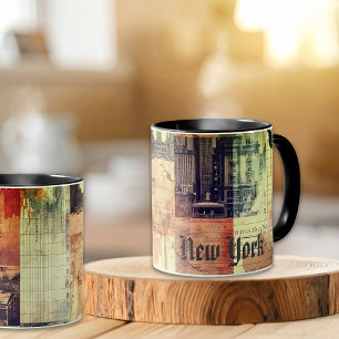 Mug Art de collage urbain vintage de New York