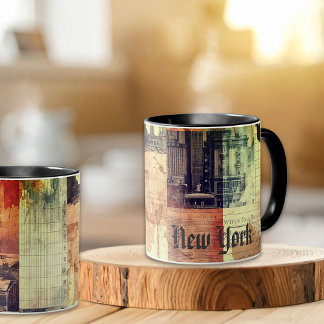 Mug Art de collage urbain vintage de New York