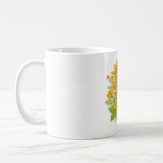 Mug art de conception de fleurs de couleur jaune (Gauche)