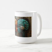 Mug Art de couple d'androïde cyberpunk biomécanique (Devant droit)