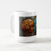 Mug Art de couple d'androïde cyberpunk biomécanique (Devant gauche)