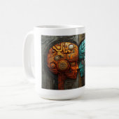 Mug Art de couple d'androïde cyberpunk biomécanique (Devant gauche)